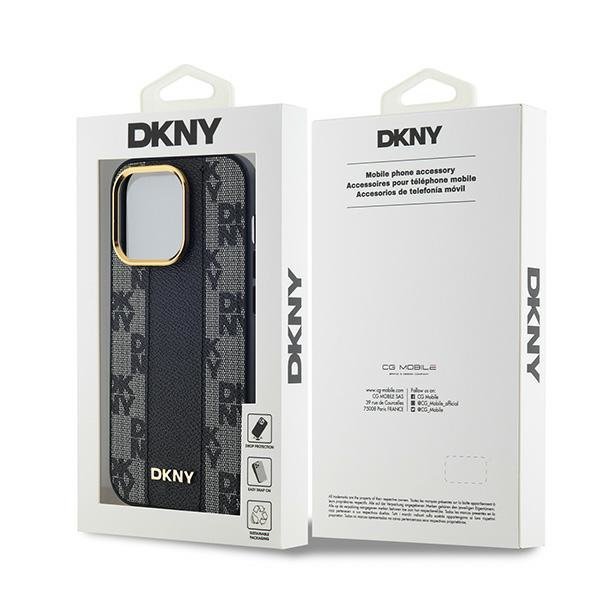 DKNY DKHMP14LPCPVSLK iPhone 14 Pro6.1&quot; czarny/black hardcase Leather Checkered Mono Pattern MagSafe