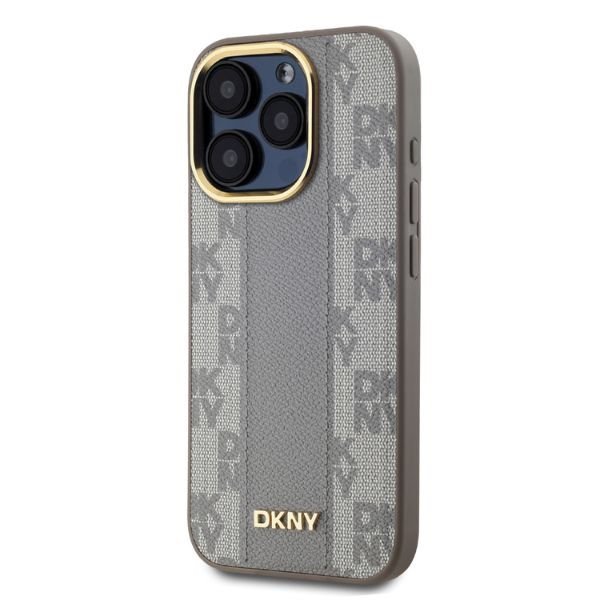 DKNY DKHMP15XPCPVSLE iPhone 15 Pro Max6.7&quot; beżowy/beige hardcase Leather Checkered Mono Pattern MagSafe