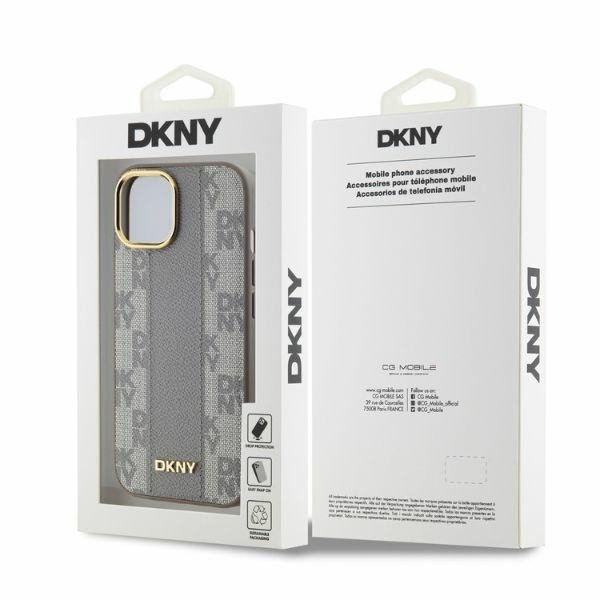 DKNY DKHMP14SPCPVSLE iPhone 146.1&quot; beżowy/beige hardcase Leather Checkered Mono Pattern MagSafe