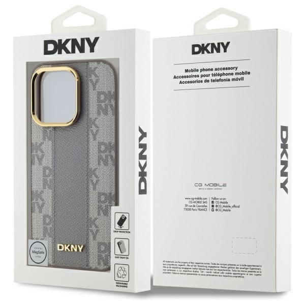DKNY DKHMP14LPCPVSLE iPhone 14 Pro6.1&quot; beżowy/beige hardcase Leather Checkered Mono Pattern MagSafe