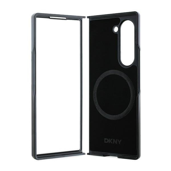 DKNY DKHMZFD6PSMCSLK Z Fold6 F956czarny/black Magsafe Plain Leather Metal Stack Logo