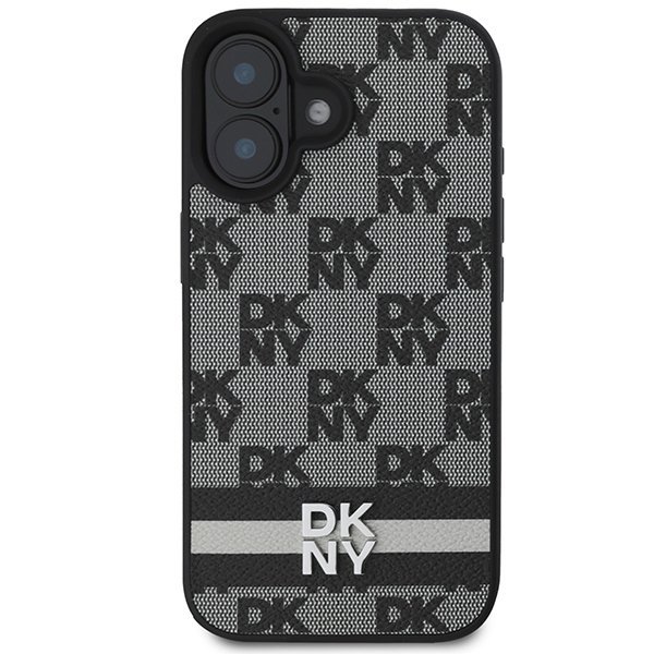 DKNY DKHCP16SPCPTSSK iPhone 16 6.1&quot; czarny/black hardcase Checkered Pattern & Printed Stripes