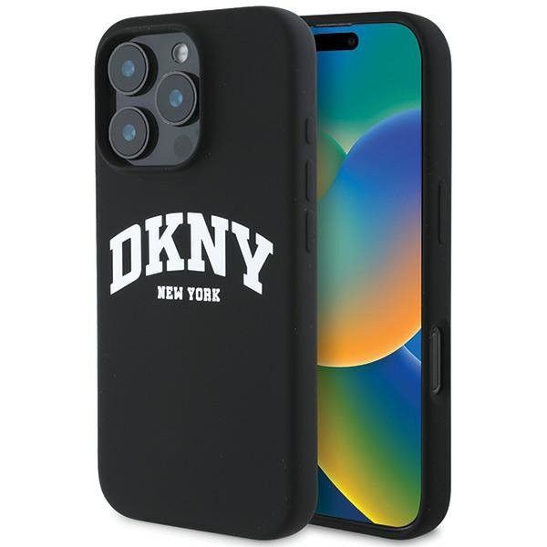 DKNY DKHMP16LSNYACH iPhone 16 Pro6.3&quot; czarny/black hardcase Silicone White Printed Logo MagSafe