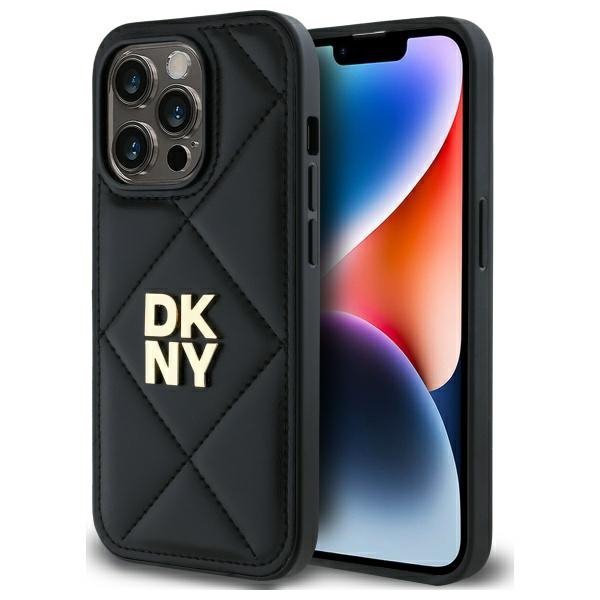 DKNY DKHCP14LPQDSLK iPhone 14 Pro 6.1&quot;   czarny/black Quilted Stack Logo
