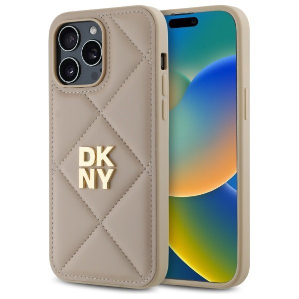 DKNY DKHCP14LPQDSLE iPhone 14 Pro 6.1&quot;   beżowy/beige Quilted Stack Logo