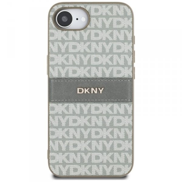 Etui DKNY Repeat Texture Pattern with    Tonal Stripe do iPhone 16e beżowy
