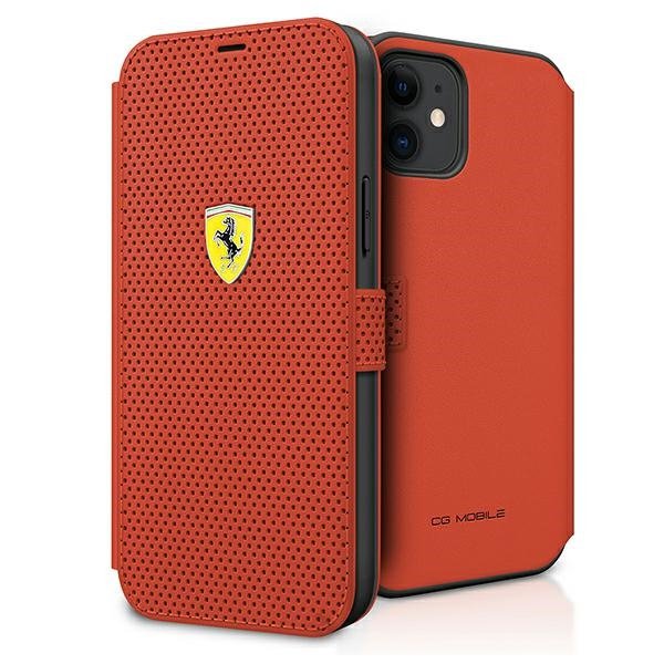 Ferrari FESPEFLBKP12SRE iPhone 12 mini 5,4&quot; czerwony/red book On Track Perforated