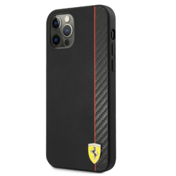 Ferrari FESAXHCP12LBK iPhone 12 Pro Max 6,7&quot; czarny/black hardcase On Track Carbon Stripe
