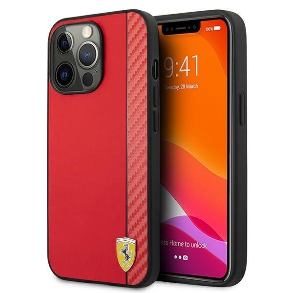 Ferrari FESAXHCP13XRE iPhone 13 Pro Max6,7&quot; czerwony/red hardcase On Track Carbon Stripe