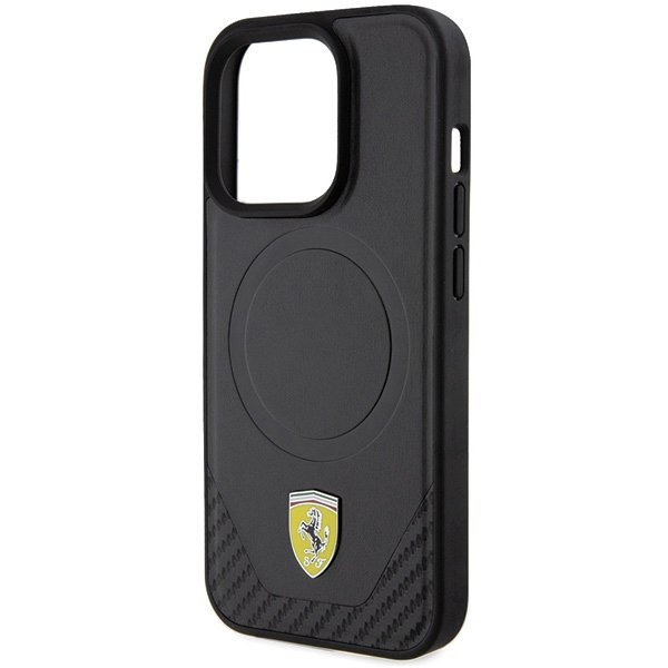 Ferrari FEHMP15LPTEK iPhone 15 Pro 6.1&quot; czarny/black hardcase Carbon Metal Logo MagSafe