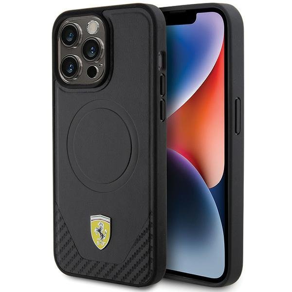 Ferrari FEHMP15XPTEK iPhone 15 Pro Max 6.7&quot; czarny/black hardcase Carbon Metal Logo MagSafe