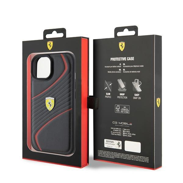 Ferrari FEHCP15SPTWK iPhone 15 / 14 / 13 6.1&quot; czarny/black hardcase Twist Metal Logo