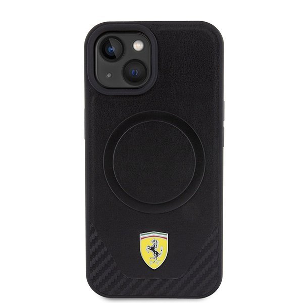 Ferrari FEHMP15SPTEK iPhone 15 / 14 / 13 6.1&quot; czarny/black hardcase Carbon Metal Logo MagSafe