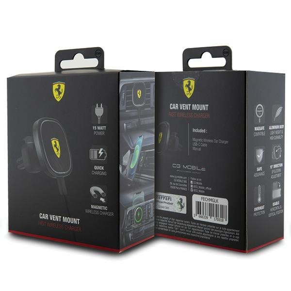 Ferrari uchwyt indukcyjny 15W FECHMGLK do kratki czarny/black MagSafe