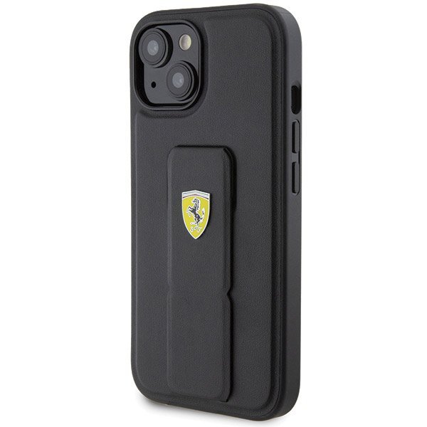 Ferrari FEHCP15SGSPSIK iPhone 15 / 14 / 13 6.1&quot; czarny/black hardcase Grip Stand Metal Logo