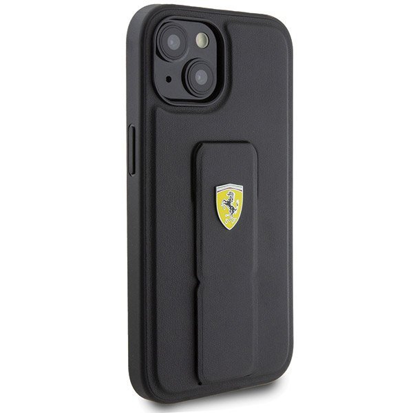 Ferrari FEHCP15SGSPSIK iPhone 15 / 14 / 13 6.1&quot; czarny/black hardcase Grip Stand Metal Logo