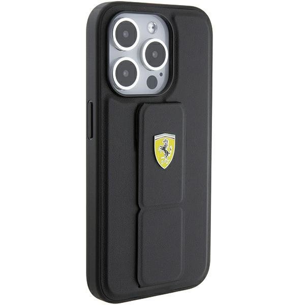 Ferrari FEHCP15LGSPSIK iPhone 15 Pro 6.1&quot; czarny/black hardcase Grip Stand Metal Logo