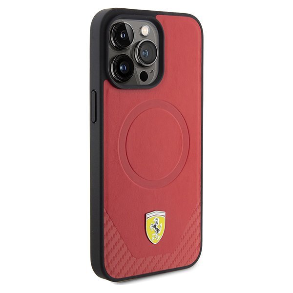 Ferrari FEHMP15LPTER iPhone 15 Pro 6.1&quot; czerwony/red hardcase Carbon Metal Logo MagSafe