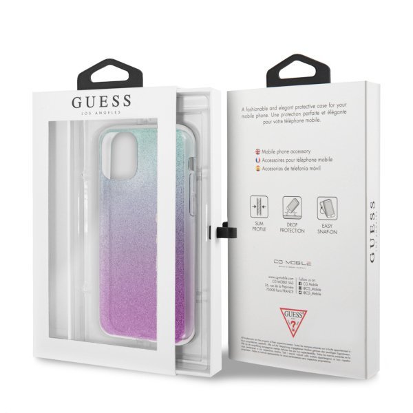 Guess GUHCN65PCUGLPBL iPhone 11 Pro Maxróżowo-niebieski/pink blue hard case Glitter Gradient
