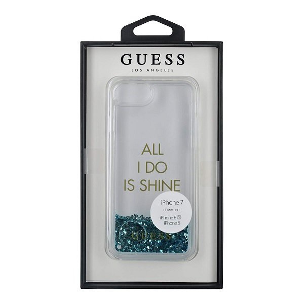 Guess GUHCP7GLUQBL iPhone 6/7/8/SE 2020 / SE 2022 niebieski/blue hard case Liquid Glitter Party