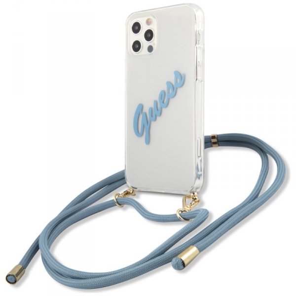 Guess GUHCP12MCRTVSBL iPhone 12/12 Pro6,1" niebieski/blue hardcase Script Vintage