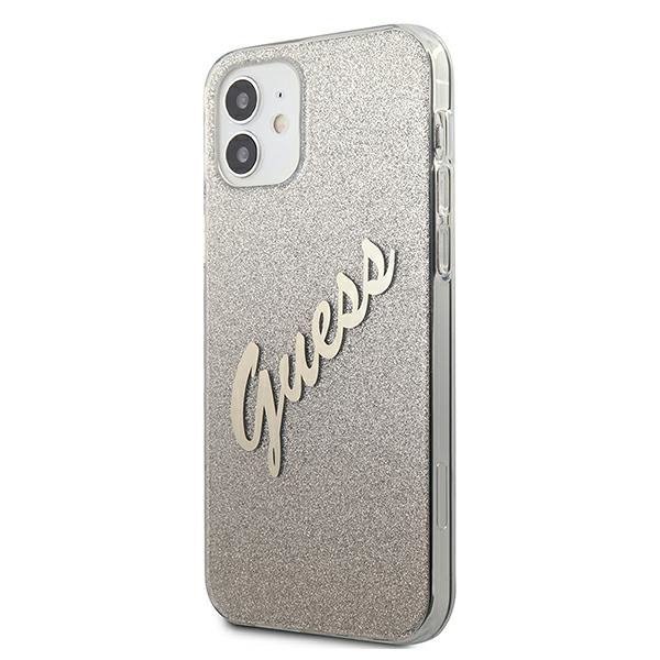 Guess GUHCP12SPCUGLSGO iPhone 12 mini5,4&quot; złoty/gold hardcase Glitter Gradient Script