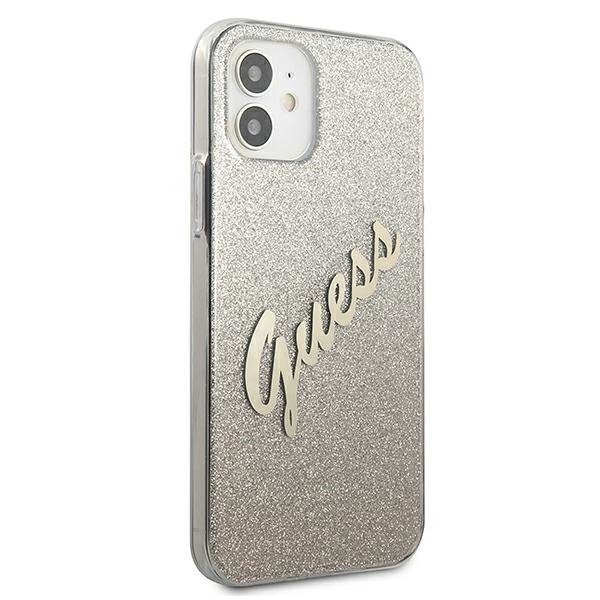 Guess GUHCP12SPCUGLSGO iPhone 12 mini5,4&quot; złoty/gold hardcase Glitter Gradient Script