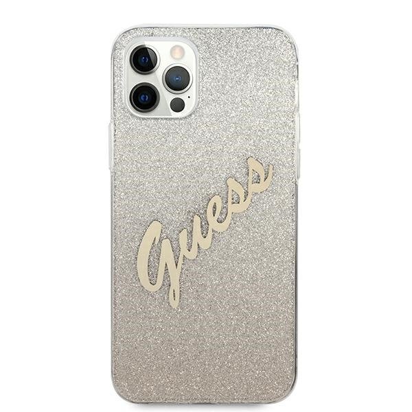 Guess GUHCP12LPCUGLSGO iPhone 12 Pro Max 6,7&quot; złoty/gold hardcase Glitter Gradient Script