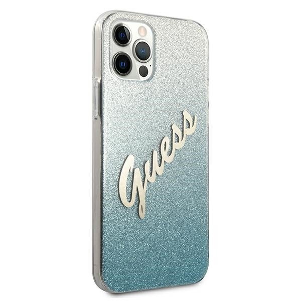 Guess GUHCP12LPCUGLSBL iPhone 12 Pro Max 6,7&quot; niebieski/blue hardcase Glitter Gradient Script