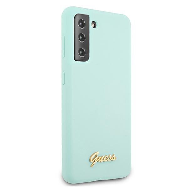 Guess GUHCS21MLSLMGLB S21+ G996niebieski/blue hardcase Silicone Script Metal Logo
