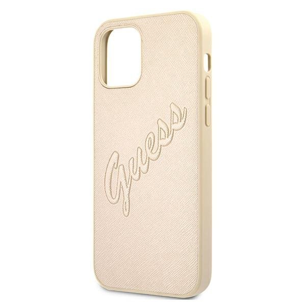 Guess GUHCP12LRSAVSLG iPhone 12 ProMax 6,7&quot; złoty/gold hardcase Saffiano Vintage Script