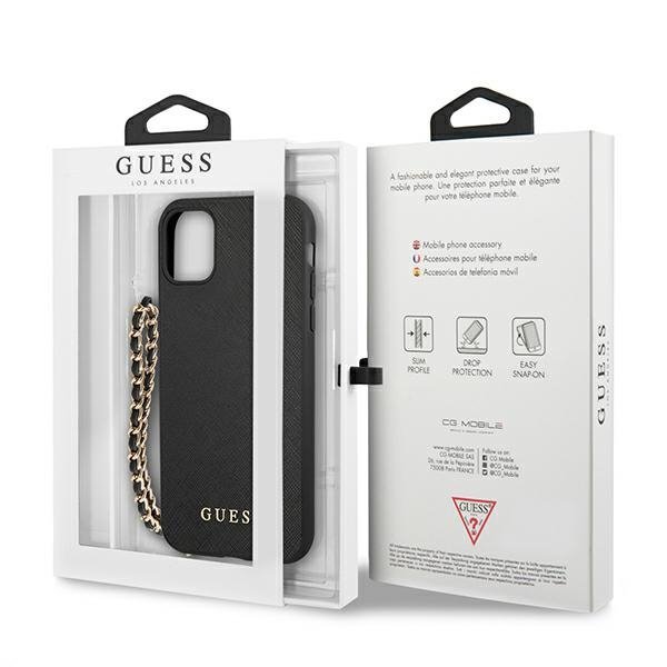 Guess GUHCN61SASGBK iPhone 11 6,1&quot; / Xrczarny/black hardcase Saffiano Chain