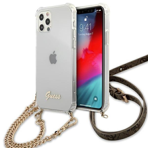 Guess GUHCP12MKC4GSGO iPhone 12/12 Pro6,1&quot; Transparent hardcase 4G Gold Chain