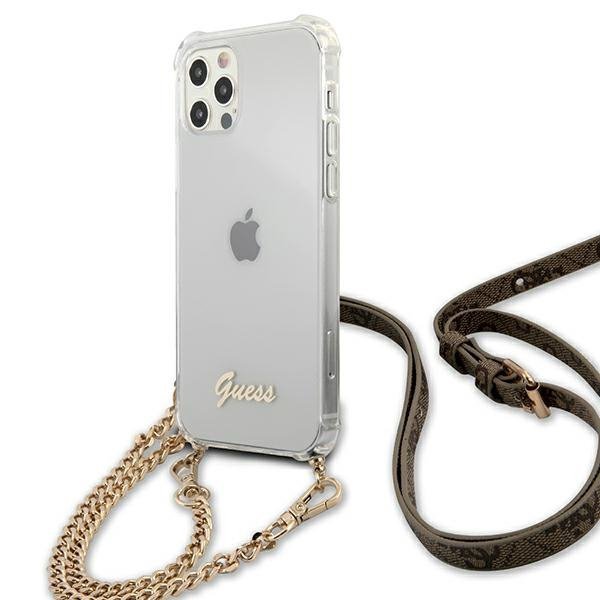 Guess GUHCP12MKC4GSGO iPhone 12/12 Pro6,1&quot; Transparent hardcase 4G Gold Chain