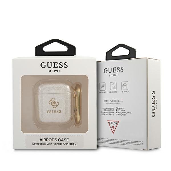 Guess GUA2UCG4GT AirPods 1/2 cover Transparent Glitter Collection