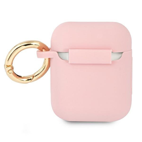 Guess GUA2SSSI AirPods 1/2 cover różowy/pink Silicone Vintage Script