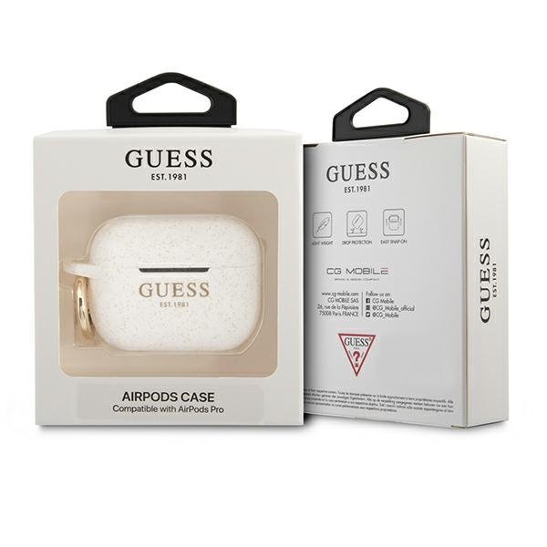 Guess GUAPSGGEH AirPods Pro coverbiały/white Silicone Glitter