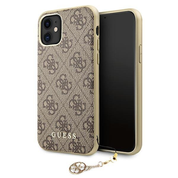 Guess GUHCN61GF4GBR iPhone 11 / Xr 6,1&quot;brown/brązowy hard case 4G Charms Collection
