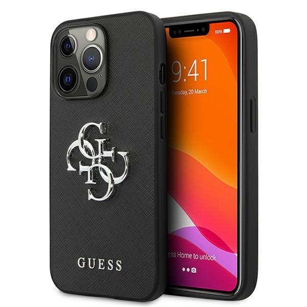 Guess GUHCP13LSA4GSBK iPhone 13 Pro/13 6,1&quot; czarny/black hardcase Saffiano 4G Metal Logo