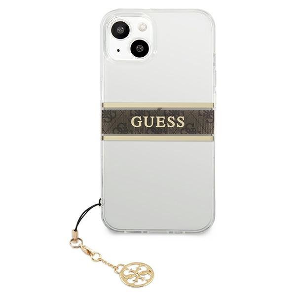 Guess GUHCP13SKB4GBR iPhone 13 mini 5,4&quot; Transparent hardcase 4G Brown Strap Charm