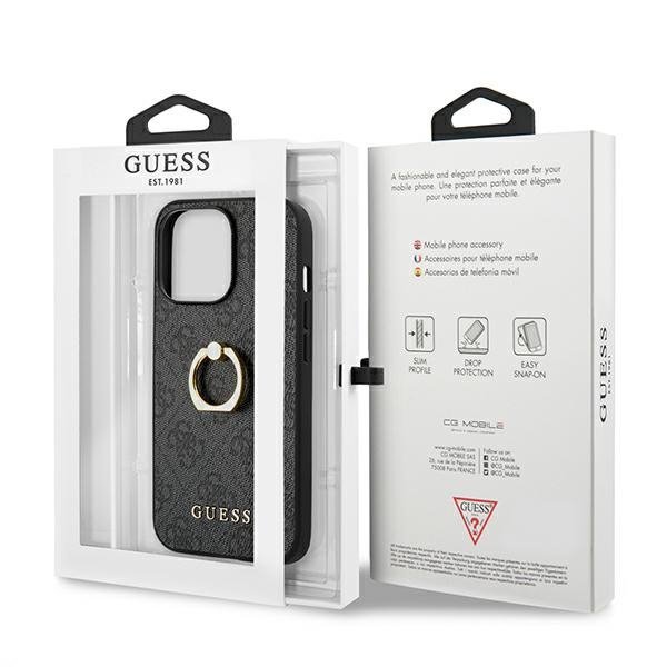 Guess GUHCP13L4GMRGR iPhone 13 Pro / 13 6,1&quot; szary/grey hardcase 4G with ring stand