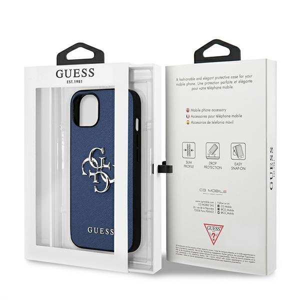 Guess GUHCP13SSA4GSBL iPhone 13 mini 5,4&quot; niebieski/blue hardcase Saffiano 4G Metal Logo
