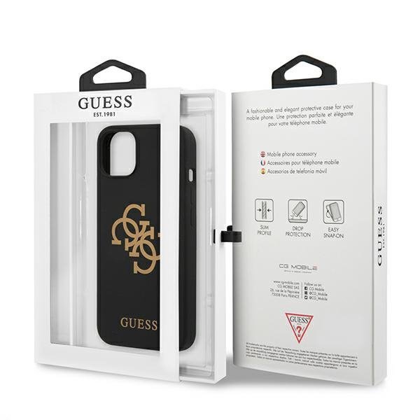Guess GUHCP13SLS4GGBK iPhone 13 mini 5,4&quot; czarny/black hard case Silicone 4G Logo