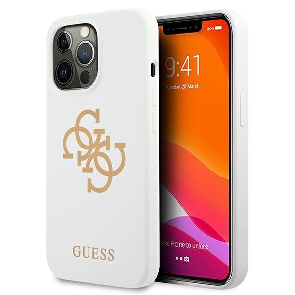 Guess GUHCP13LLS4GGWH iPhone 13 Pro / 13 6,1&quot; biały/white hard case Silicone 4G Logo