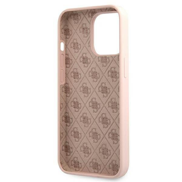 Guess GUHMP13LLSLMGLP iPhone 13 Pro / 13 6,1&quot; jasnoróżowy/light pink hardcase Silicone Script Gold Logo Magsafe