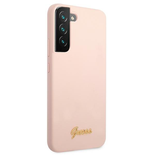 Guess GUHCS22MLSLMGPP S22+ S906różowy/pink hardcase Silicone Script Metal Logo