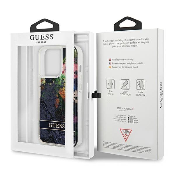Guess GUHCP13LLFLSB iPhone 13 Pro / 136,1&quot; niebieski/blue hardcase Flower Liquid Glitter