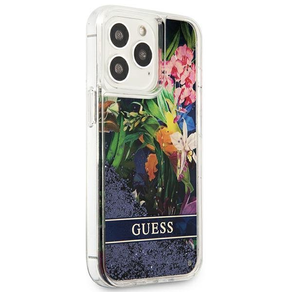 Guess GUHCP13XLFLSB iPhone 13 Pro Max 6,7&quot; niebieski/blue hardcase Flower Liquid Glitter