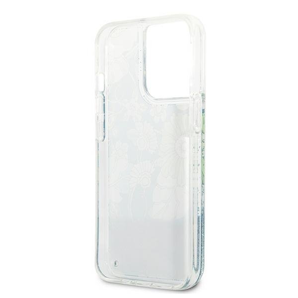 Guess GUHCP13LLFLSN iPhone 13 Pro / 13 6,1&quot; zielony/green hardcase Flower Liquid Glitter