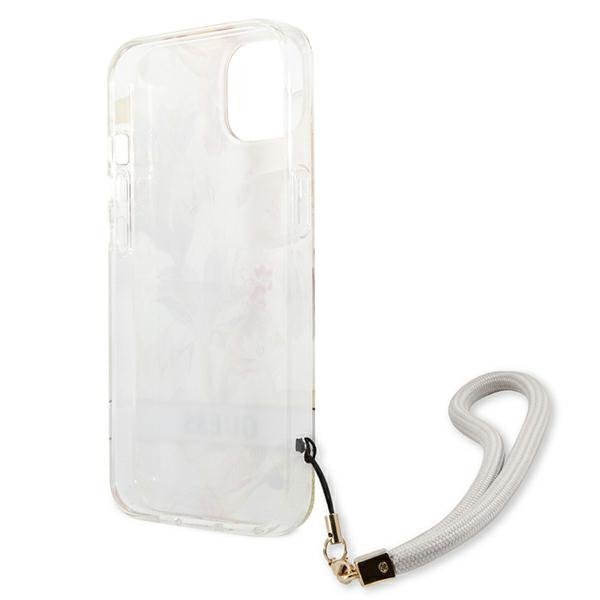 Guess GUHCP13SHFLSU iPhone 13 mini 5,4&quot; fioletowy/purple hardcase Flower Strap